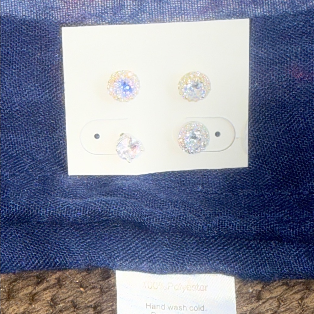 Mismatched  Clear Crystal Stud Earring Set